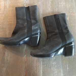 Cole Haan Sara Black Leather Mid Calf Boots